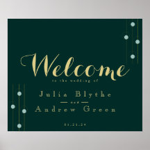 Welkomstbord voor Emerald and Gold Art Deco Weddin