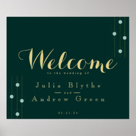 Welkomstbord voor Emerald and Gold Art Deco Weddin Poster