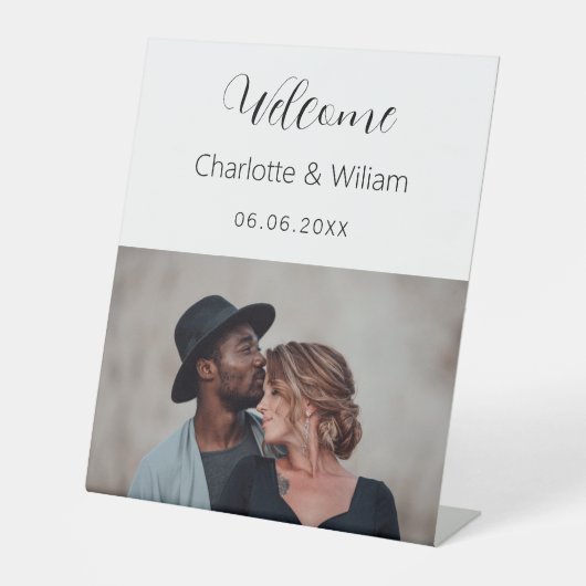 Welkomstbord voor foto-bruiloft reclamebord met voetstuk (Voorkant)