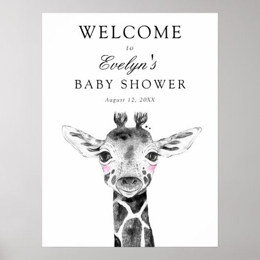 Welkomstbord voor Giraffe Baby Shower Poster (Voorkant)
