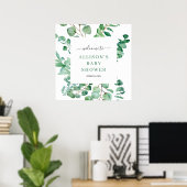 Welkomstbord voor groene Waterverf met eucalyptus- Poster (Thuiskantoor)