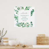Welkomstbord voor groene Waterverf met eucalyptus- Poster (Keuken)
