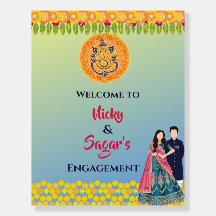 Welkomstbord voor Indian Engagement Ceremony van s