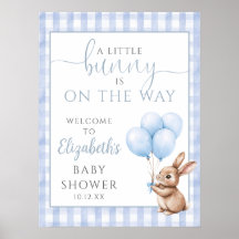 Welkomstbord voor Little Bunny Blue Baby Shower