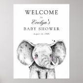 Welkomstbord voor olifant baby shower poster (Voorkant)