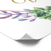 Welkomstbord voor Paarse en gouden bruiloft Poster (Hoek)