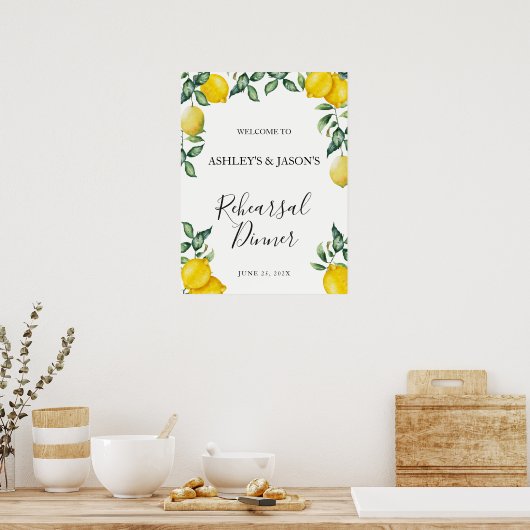 Welkomstbord voor repetitiediner met citroenen poster (Keuken)