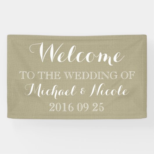 Welkomstbord voor Rustic Burlap Wedding Spandoek (Horizontaal)