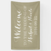 Welkomstbord voor Rustic Burlap Wedding Spandoek (Verticaal)