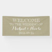 Welkomstbord voor Rustic Burlap Wedding Spandoek (Horizontaal)