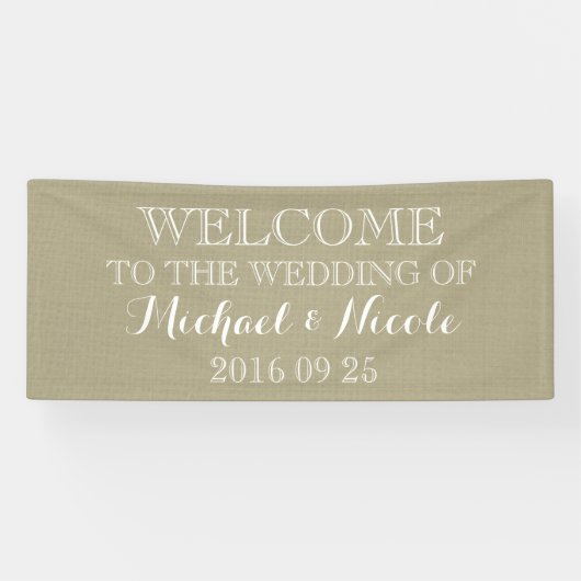 Welkomstbord voor Rustic Burlap Wedding Spandoek (Horizontaal)