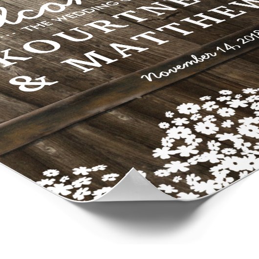 Welkomstbord voor Rustic Country Wedding Poster (Hoek)