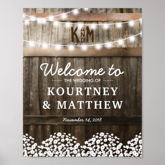 Welkomstbord voor Rustic Country Wedding Poster (Voorkant)
