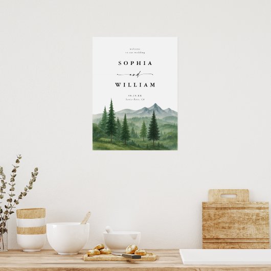 Welkomstbord voor Rustic Mountain Wedding Poster (Keuken)