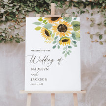 Welkomstbord voor Rustic Sunflower Wedding