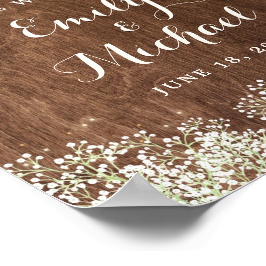 Welkomstbord voor Rustic Wood Baby's met een groot Poster (Hoek)