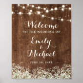 Welkomstbord voor Rustic Wood Baby's met een groot Poster (Voorkant)
