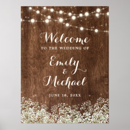 Welkomstbord voor Rustic Wood Baby's met een groot Poster