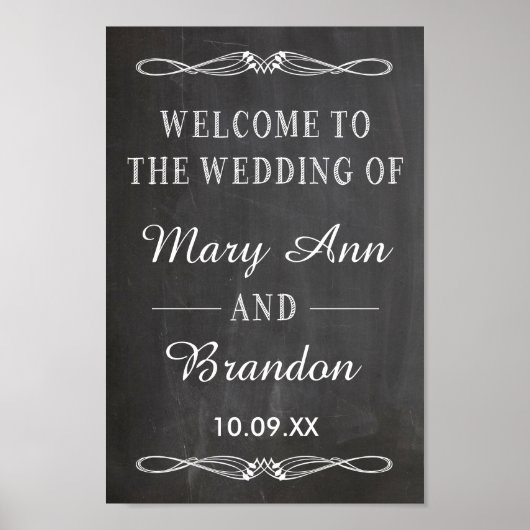 Welkomstbord voor verticaal bruiloft poster (Voorkant)
