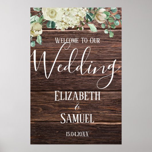 Welkomstbord voor waterverf van hout met roestvrij poster (Voorkant)