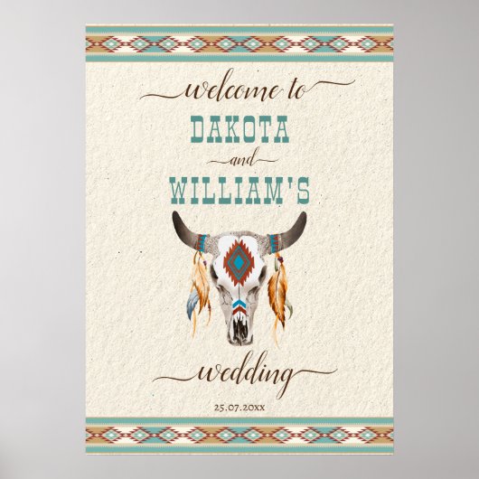 Welkomstbord voor westerne boho bruiloft poster (Voorkant)