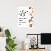 Welkomstbord voor wildflower-babyfeestje  poster (Thuiskantoor)
