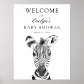Welkomstbord voor zebra-babyfeestje poster (Voorkant)
