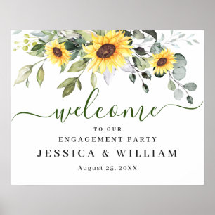 Welkomstbord voor zonnebloemen Eucalyptus ENGAGTY Poster