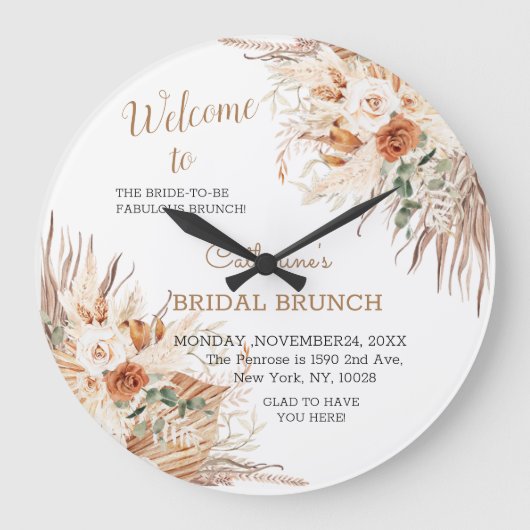 Welkomstbord Wandklok voor Boho Vrijgezellenfeest (Voorkant)