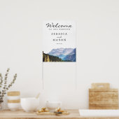 Welkomstbord waterverf Mountains Weddenschap Poster (Keuken)
