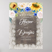 Welkomstbord zonnebloem Rustic Fall Wedding Poster (Voorkant)