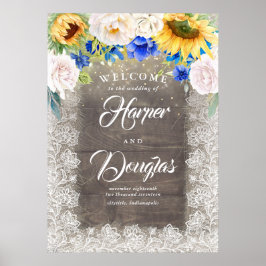 Welkomstbord zonnebloem Rustic Fall Wedding Poster