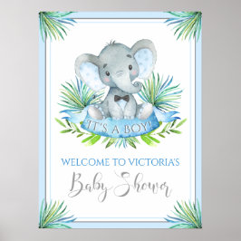 Welkomstborden voor babyfeestje voor olifant jonge poster