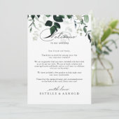 Welkomstbrief bij calligrafieminimalistische bruil (Staand voorkant)