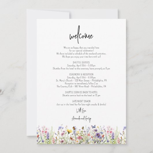 Welkomstbrief bruiloft Woonbloemen Feestdagenkaart (Voorkant)