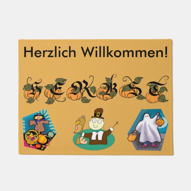 Welkomstbrief Duitse Herfst (herfst) Deurmat (Voorkant)