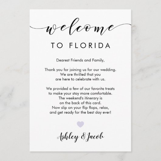 Welkomstbrief en Kaart van het weekend (Voorkant)