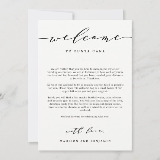 Welkomstbrief en reisdag Welkomsttas (Voorkant)