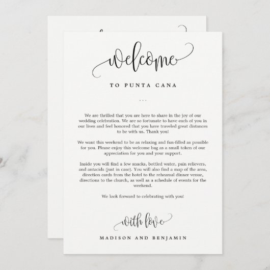 Welkomstbrief en reisdag Welkomsttas (Voorkant / Achterkant)