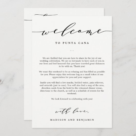 Welkomstbrief en reisdag Welkomsttas (Voorkant / Achterkant)