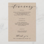 Welkomstbrief en reisdag Welkomsttas Programmakaart (Achterkant)