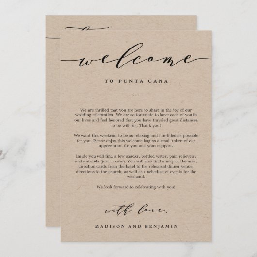 Welkomstbrief en reisdag Welkomsttas Programmakaart (Voorkant / Achterkant)