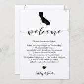 Welkomstbrief en reiskaart voor Californië-bruilof Programmakaart (Voorkant / Achterkant)