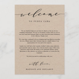 Welkomstbrief en Reisplan Huwelijksontvangsttas Programmakaart