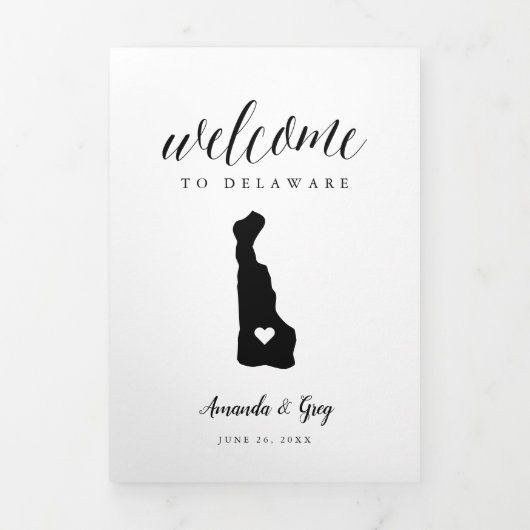 Welkomstbrief en reisroute van Delaware Wedding Drieluik Programma (Cover)