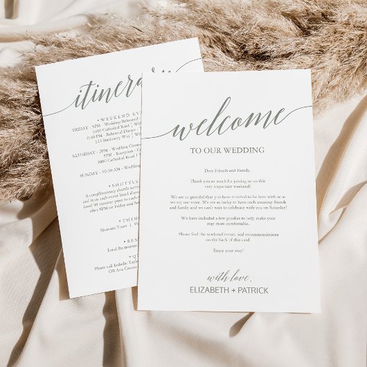 Welkomstbrief en reisroute van Elegant Sage Weddin