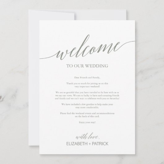Welkomstbrief en reisroute van Elegant Sage Weddin (Voorkant)