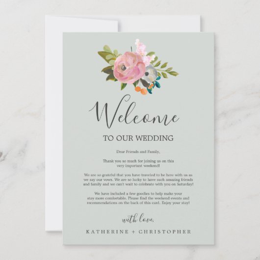 Welkomstbrief en reisroute van gefingeerde Floral  (Voorkant)