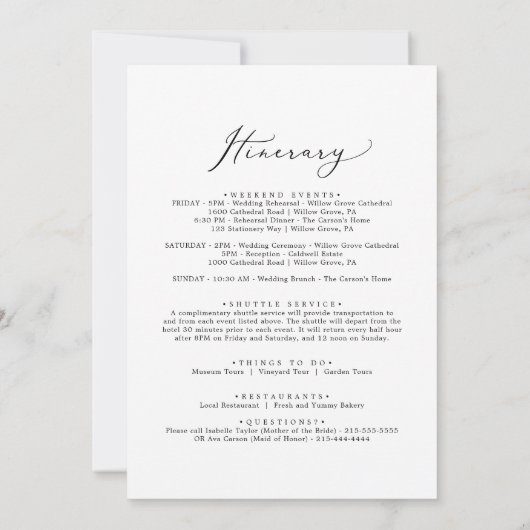 Welkomstbrief en reisroute van het Delicate Black  (Achterkant)