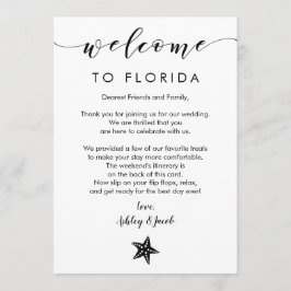 Welkomstbrief en reisroute van Starfish Wedding Programmakaart